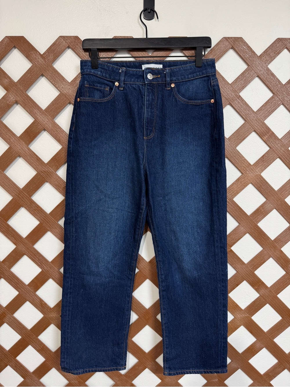 WJ500 {LOFT} "The Straight" Short Petite Blue High Rise Cheeky Mom Denim Jeans
